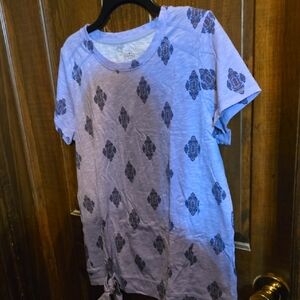 St. John's Bay Lavender Geometric Short Sleeve Tee